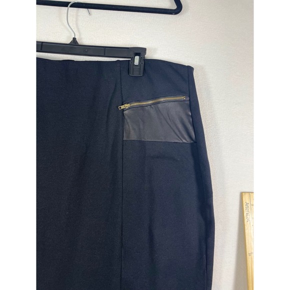 Gramercy 22 Women 2X Black Pencil Skirt Faux Leather Pockets Career Made in USA - Picture 5 of 10